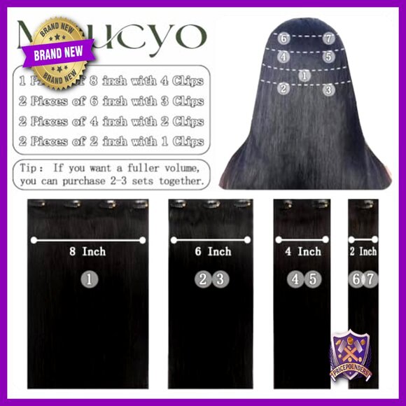 7-Piece Clip-In Human Hair Extensions 16 Inch Lightweight Seamless main image 4